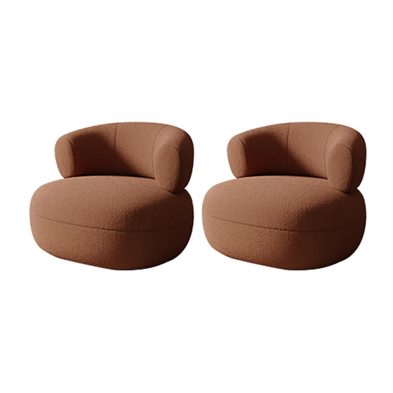 Living Room Modern Accent Armchair Round Arms Fixed Back Armchair Brown Polyester Polyester Blend 2 Piece Set Clearhalo 'Accent Chairs' 'accent_chairs' 'Chairs & Seating' 'furn' 'furn_accent_chairs' 'Furniture' 'Living Room Furniture' 6609482