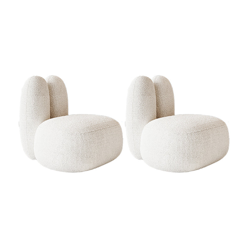 Modern Living Room Accent Chair Fixed Back Armless Lounge Chair White Wool Blend 2 Piece Set Clearhalo 'Accent Chairs' 'accent_chairs' 'Chairs & Seating' 'furn' 'furn_accent_chairs' 'Furniture' 'Living Room Furniture' 6609505