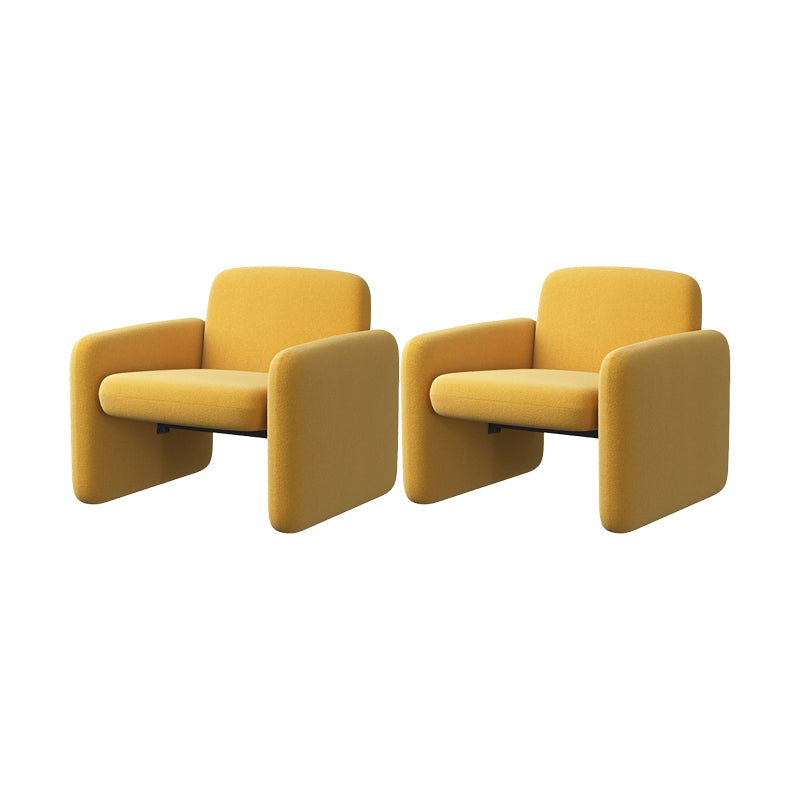 Mid-century Modern Accent Armchair Solid Color Fixed Back Armchair Yellow Flannel 2 Piece Set Clearhalo 'Accent Chairs' 'accent_chairs' 'Chairs & Seating' 'furn' 'furn_accent_chairs' 'Furniture' 'Living Room Furniture' 6609520
