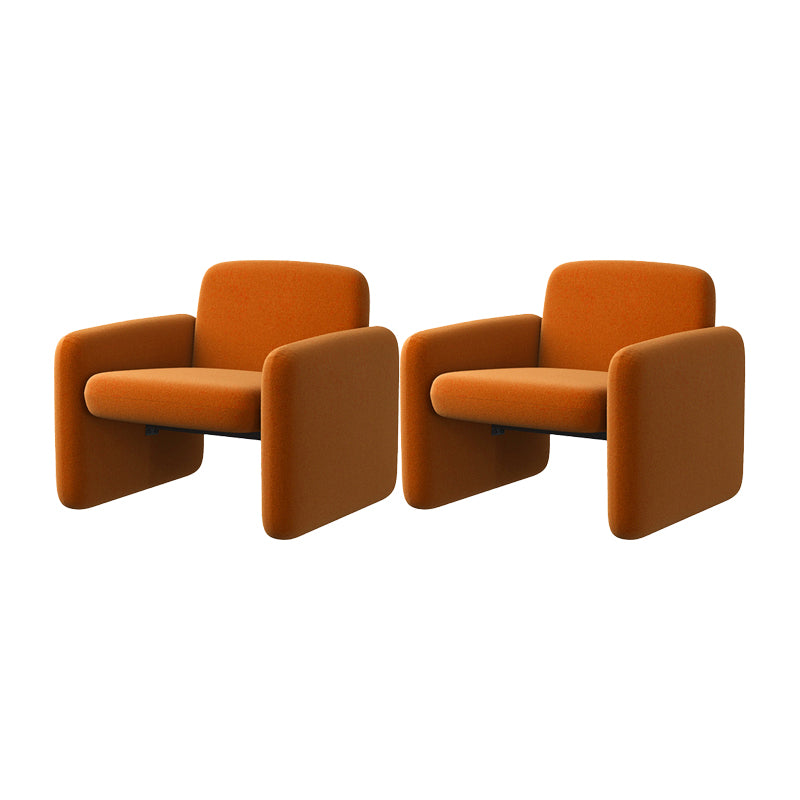 Mid-century Modern Accent Armchair Solid Color Fixed Back Armchair Orange Flannel 2 Piece Set Clearhalo 'Accent Chairs' 'accent_chairs' 'Chairs & Seating' 'furn' 'furn_accent_chairs' 'Furniture' 'Living Room Furniture' 6609525