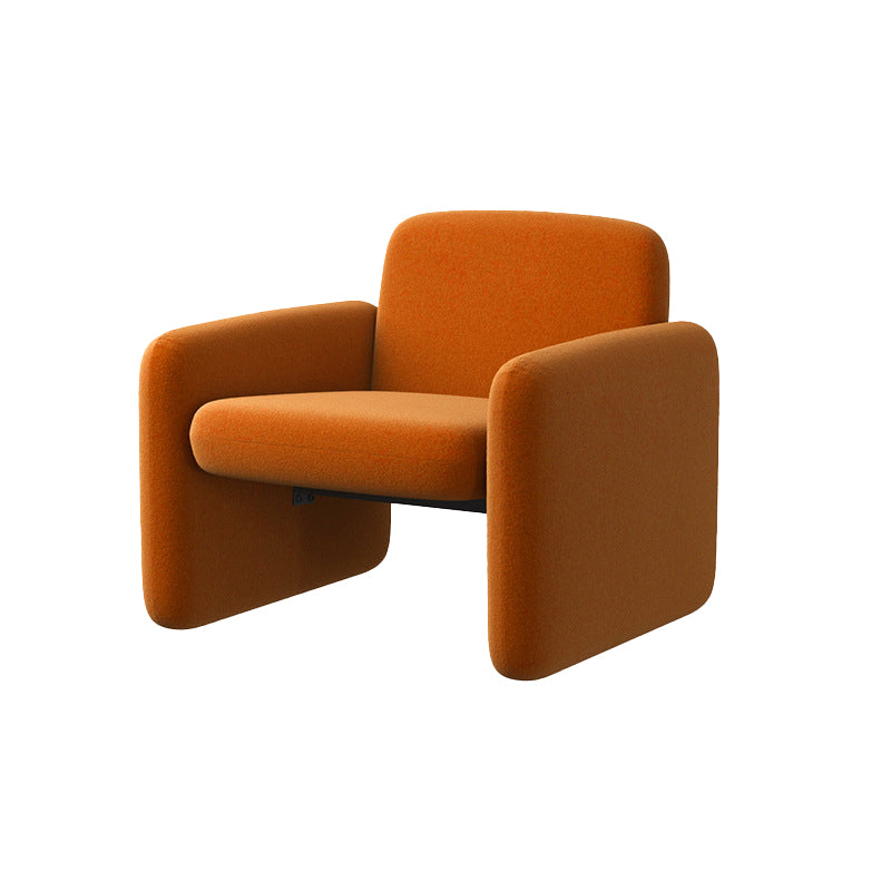 Mid-century Modern Accent Armchair Solid Color Fixed Back Armchair Orange Flannel 1 Piece Clearhalo 'Accent Chairs' 'accent_chairs' 'Chairs & Seating' 'furn' 'furn_accent_chairs' 'Furniture' 'Living Room Furniture' 6609527