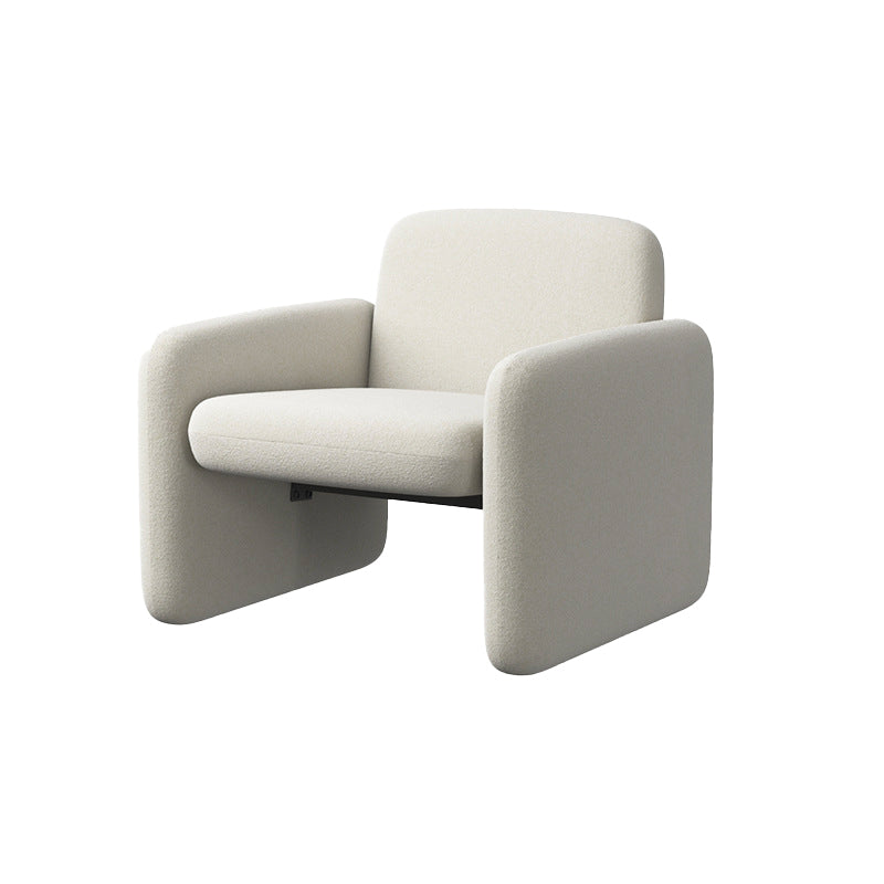 Mid-century Modern Accent Armchair Solid Color Fixed Back Armchair Off-White Wool Blend 1 Piece Clearhalo 'Accent Chairs' 'accent_chairs' 'Chairs & Seating' 'furn' 'furn_accent_chairs' 'Furniture' 'Living Room Furniture' 6609528