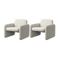 Mid-century Modern Accent Armchair Solid Color Fixed Back Armchair Off-White Wool Blend 2 Piece Set Clearhalo 'Accent Chairs' 'accent_chairs' 'Chairs & Seating' 'furn' 'furn_accent_chairs' 'Furniture' 'Living Room Furniture' 6609529
