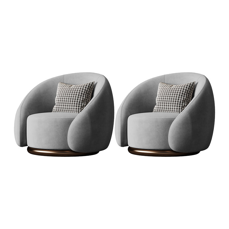 Contemporary Solid Color Arm Chair Living Room Swivel Barrel Chair Grey Velvet 2 Piece Set Clearhalo 'Accent Chairs' 'accent_chairs' 'Chairs & Seating' 'furn' 'furn_accent_chairs' 'Furniture' 'Living Room Furniture' 6609550