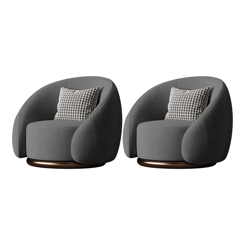 Contemporary Solid Color Arm Chair Living Room Swivel Barrel Chair Dark Gray Velvet 2 Piece Set Clearhalo 'Accent Chairs' 'accent_chairs' 'Chairs & Seating' 'furn' 'furn_accent_chairs' 'Furniture' 'Living Room Furniture' 6609554