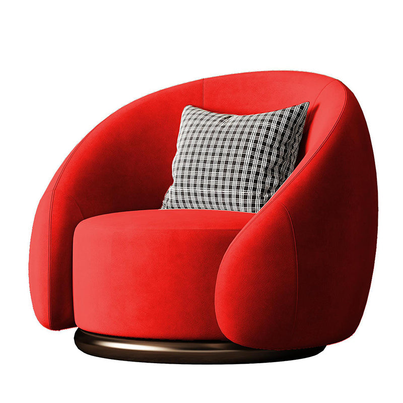 Contemporary Solid Color Arm Chair Living Room Swivel Barrel Chair Red Velvet 1 Piece Clearhalo 'Accent Chairs' 'accent_chairs' 'Chairs & Seating' 'furn' 'furn_accent_chairs' 'Furniture' 'Living Room Furniture' 6609556