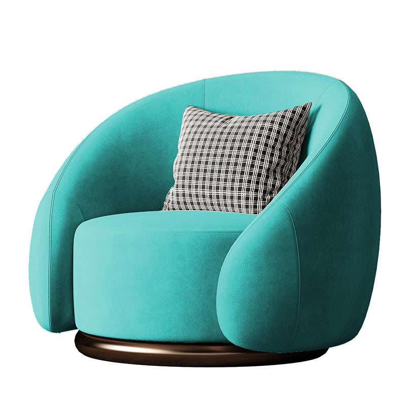 Contemporary Solid Color Arm Chair Living Room Swivel Barrel Chair Blue Velvet 1 Piece Clearhalo 'Accent Chairs' 'accent_chairs' 'Chairs & Seating' 'furn' 'furn_accent_chairs' 'Furniture' 'Living Room Furniture' 6609563