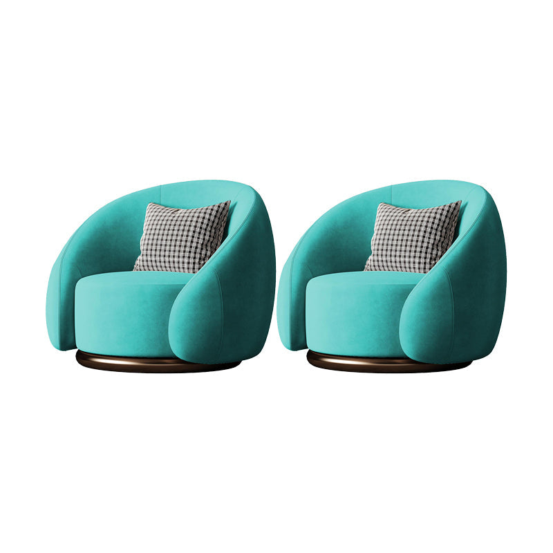 Contemporary Solid Color Arm Chair Living Room Swivel Barrel Chair Blue Velvet 2 Piece Set Clearhalo 'Accent Chairs' 'accent_chairs' 'Chairs & Seating' 'furn' 'furn_accent_chairs' 'Furniture' 'Living Room Furniture' 6609564