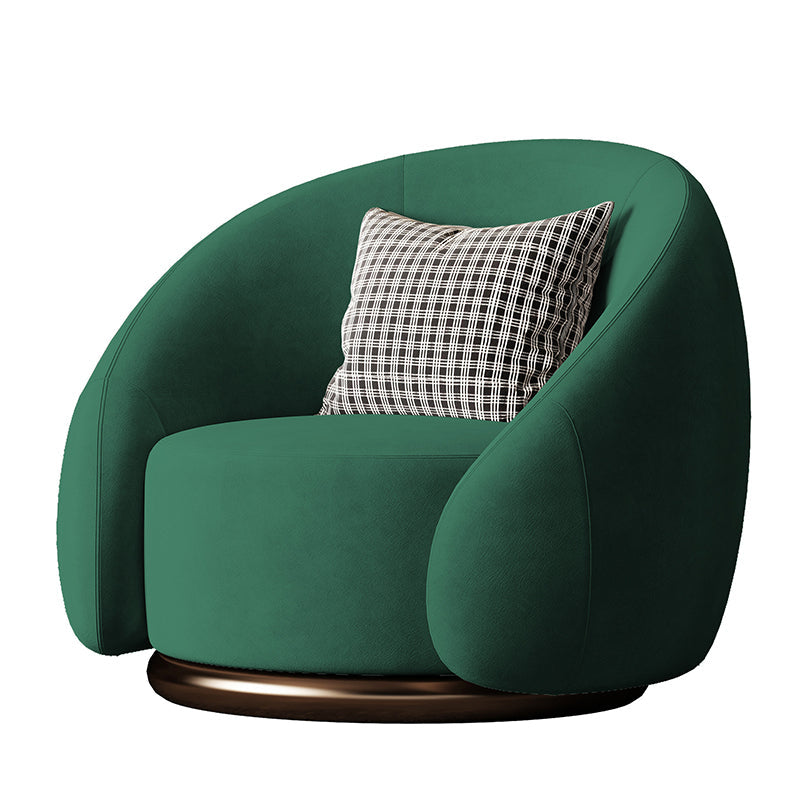 Contemporary Solid Color Arm Chair Living Room Swivel Barrel Chair Green Velvet 1 Piece Clearhalo 'Accent Chairs' 'accent_chairs' 'Chairs & Seating' 'furn' 'furn_accent_chairs' 'Furniture' 'Living Room Furniture' 6609565