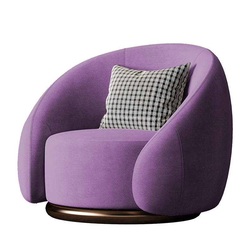Contemporary Solid Color Arm Chair Living Room Swivel Barrel Chair Purple Velvet 1 Piece Clearhalo 'Accent Chairs' 'accent_chairs' 'Chairs & Seating' 'furn' 'furn_accent_chairs' 'Furniture' 'Living Room Furniture' 6609567