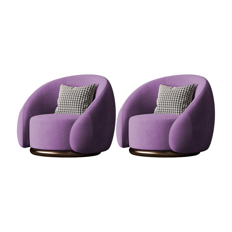 Contemporary Solid Color Arm Chair Living Room Swivel Barrel Chair Purple Velvet 2 Piece Set Clearhalo 'Accent Chairs' 'accent_chairs' 'Chairs & Seating' 'furn' 'furn_accent_chairs' 'Furniture' 'Living Room Furniture' 6609568