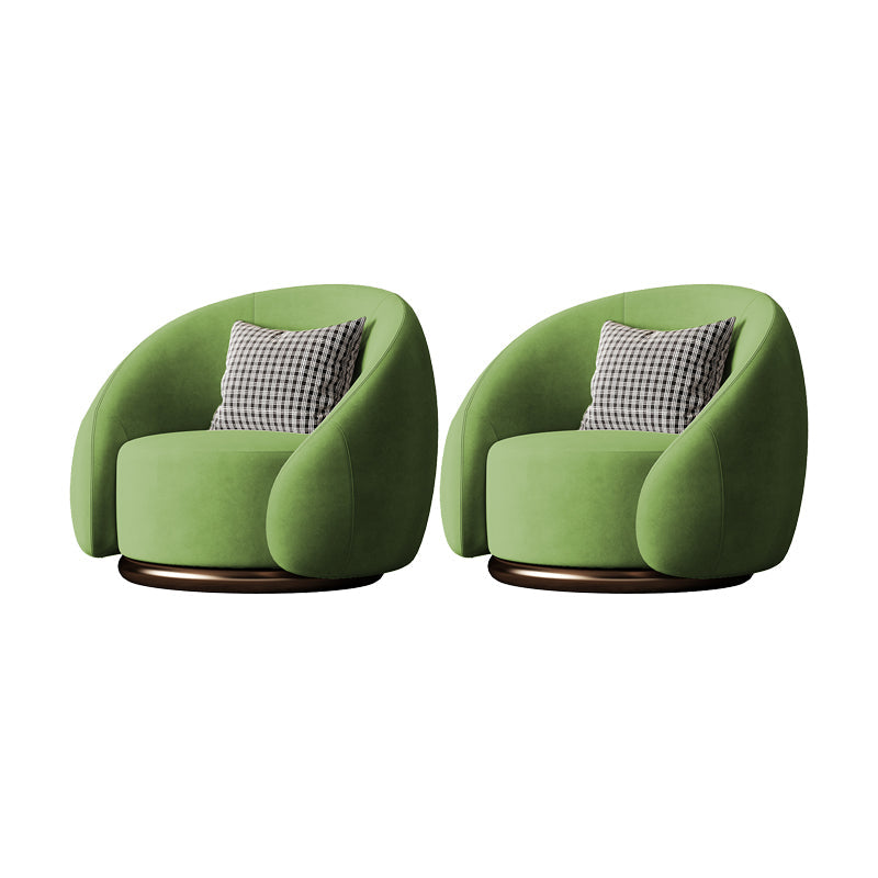 Contemporary Solid Color Arm Chair Living Room Swivel Barrel Chair Light Green Velvet 2 Piece Set Clearhalo 'Accent Chairs' 'accent_chairs' 'Chairs & Seating' 'furn' 'furn_accent_chairs' 'Furniture' 'Living Room Furniture' 6609570