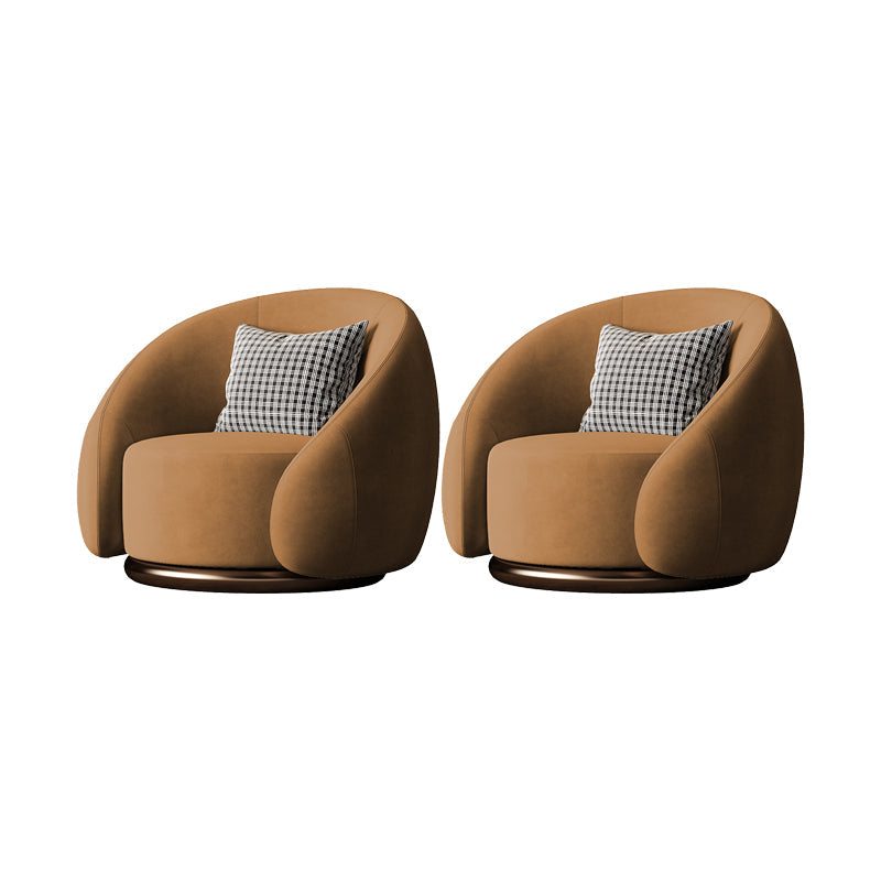 Contemporary Solid Color Arm Chair Living Room Swivel Barrel Chair Khaki Velvet 2 Piece Set Clearhalo 'Accent Chairs' 'accent_chairs' 'Chairs & Seating' 'furn' 'furn_accent_chairs' 'Furniture' 'Living Room Furniture' 6609572