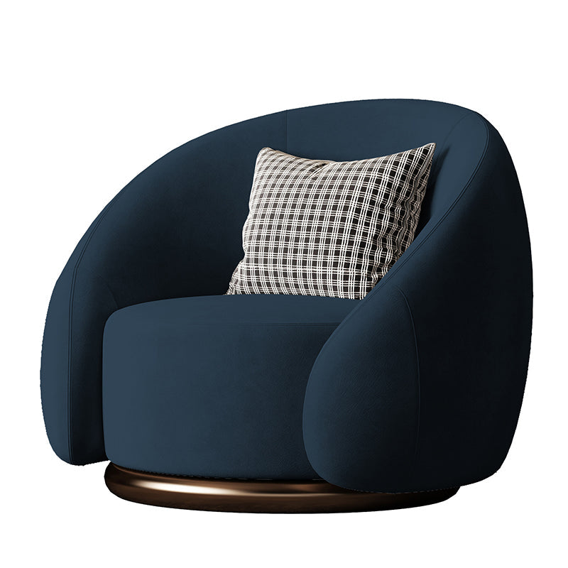 Contemporary Solid Color Arm Chair Living Room Swivel Barrel Chair Dark Blue Velvet 1 Piece Clearhalo 'Accent Chairs' 'accent_chairs' 'Chairs & Seating' 'furn' 'furn_accent_chairs' 'Furniture' 'Living Room Furniture' 6609573