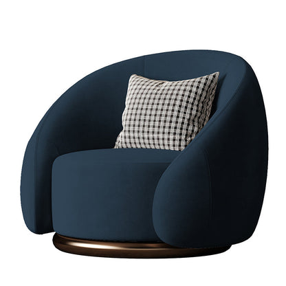 Contemporary Solid Color Arm Chair Living Room Swivel Barrel Chair Dark Blue Velvet 1 Piece Clearhalo 'Accent Chairs' 'accent_chairs' 'Chairs & Seating' 'furn' 'furn_accent_chairs' 'Furniture' 'Living Room Furniture' 6609573