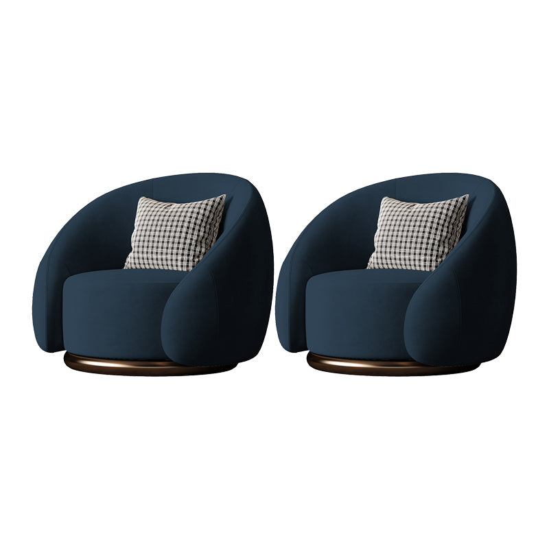 Contemporary Solid Color Arm Chair Living Room Swivel Barrel Chair Dark Blue Velvet 2 Piece Set Clearhalo 'Accent Chairs' 'accent_chairs' 'Chairs & Seating' 'furn' 'furn_accent_chairs' 'Furniture' 'Living Room Furniture' 6609574
