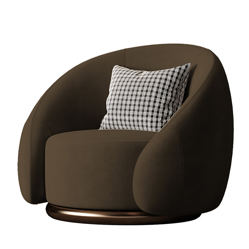 Contemporary Solid Color Arm Chair Living Room Swivel Barrel Chair Dark Coffee Velvet 1 Piece Clearhalo 'Accent Chairs' 'accent_chairs' 'Chairs & Seating' 'furn' 'furn_accent_chairs' 'Furniture' 'Living Room Furniture' 6609575