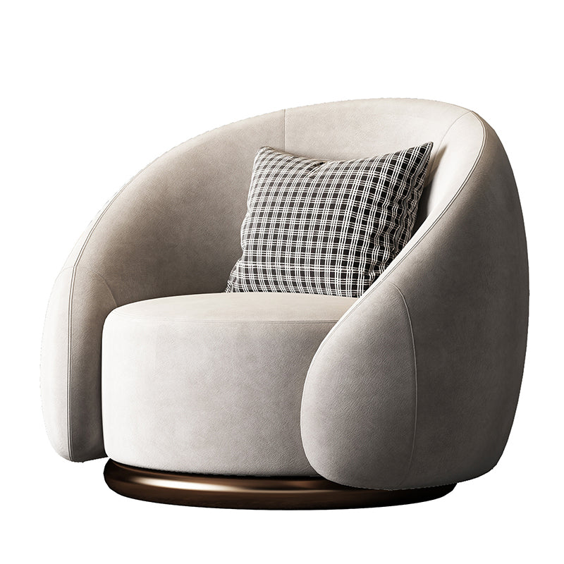 Contemporary Solid Color Arm Chair Living Room Swivel Barrel Chair Light Gray-White Velvet 1 Piece Clearhalo 'Accent Chairs' 'accent_chairs' 'Chairs & Seating' 'furn' 'furn_accent_chairs' 'Furniture' 'Living Room Furniture' 6609577