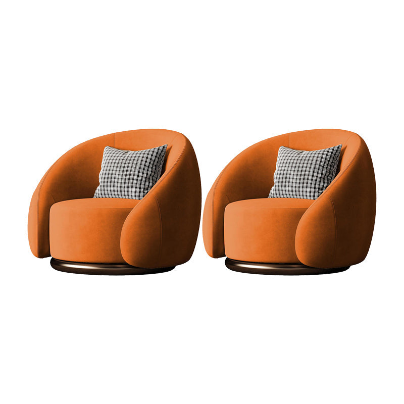 Contemporary Solid Color Arm Chair Living Room Swivel Barrel Chair Orange Velvet 2 Piece Set Clearhalo 'Accent Chairs' 'accent_chairs' 'Chairs & Seating' 'furn' 'furn_accent_chairs' 'Furniture' 'Living Room Furniture' 6609580