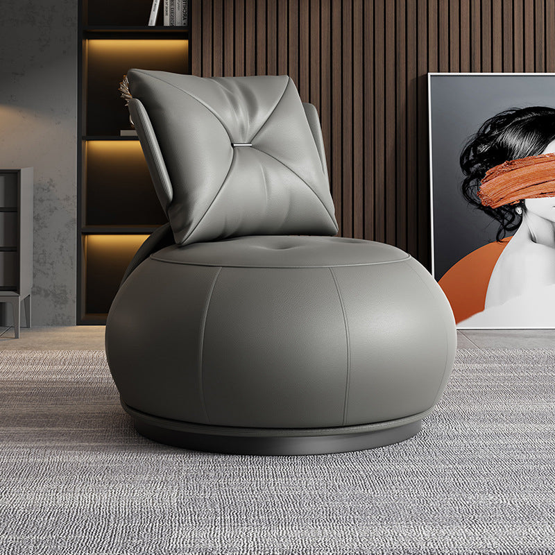 Contemporary Solid Color Lounge Chair Living Room Swivel Side Chair Grey PU（Polyurethane） 1 Piece Clearhalo 'Accent Chairs' 'accent_chairs' 'Chairs & Seating' 'furn' 'furn_accent_chairs' 'Furniture' 'Living Room Furniture' 6609583