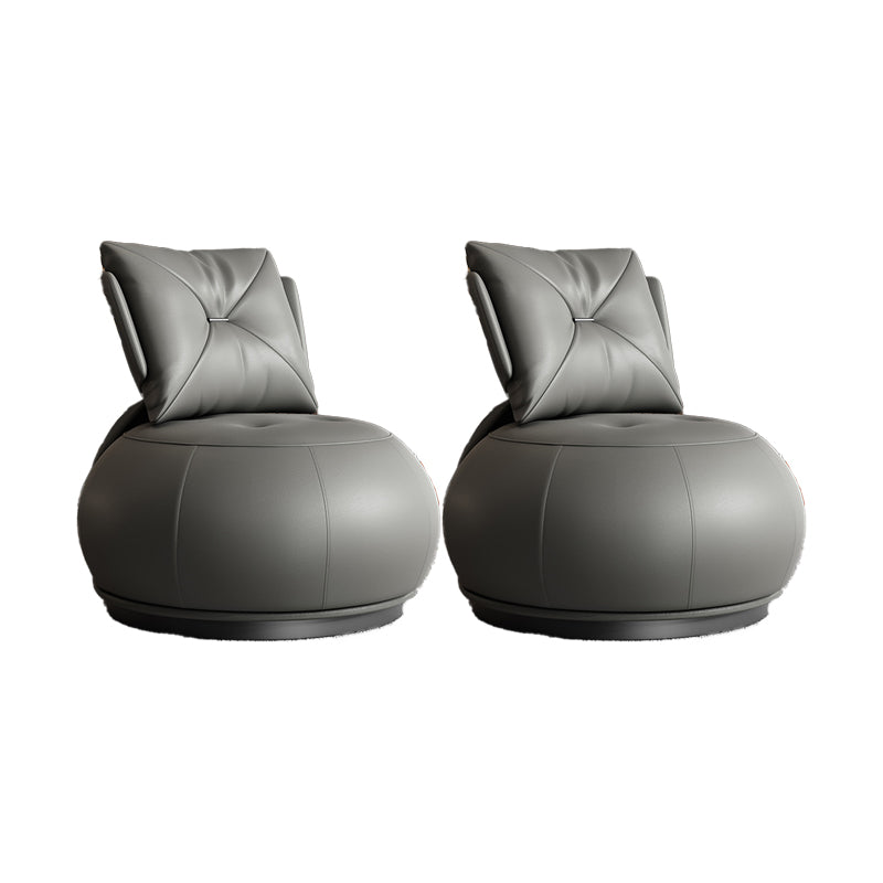 Contemporary Solid Color Lounge Chair Living Room Swivel Side Chair Grey PU（Polyurethane） 2 Piece Set Clearhalo 'Accent Chairs' 'accent_chairs' 'Chairs & Seating' 'furn' 'furn_accent_chairs' 'Furniture' 'Living Room Furniture' 6609584