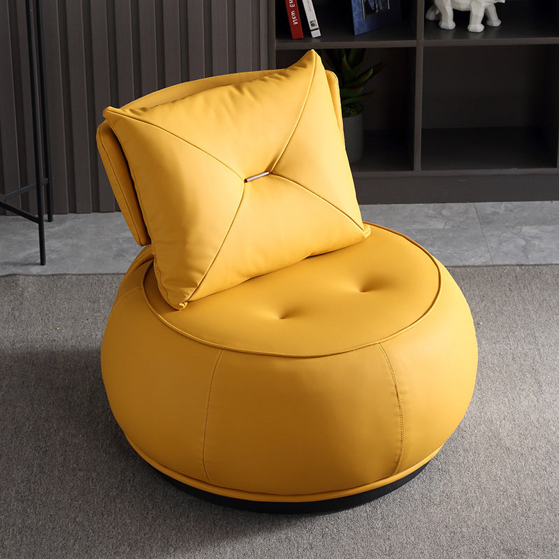 Contemporary Solid Color Lounge Chair Living Room Swivel Side Chair Yellow PU（Polyurethane） 1 Piece Clearhalo 'Accent Chairs' 'accent_chairs' 'Chairs & Seating' 'furn' 'furn_accent_chairs' 'Furniture' 'Living Room Furniture' 6609587