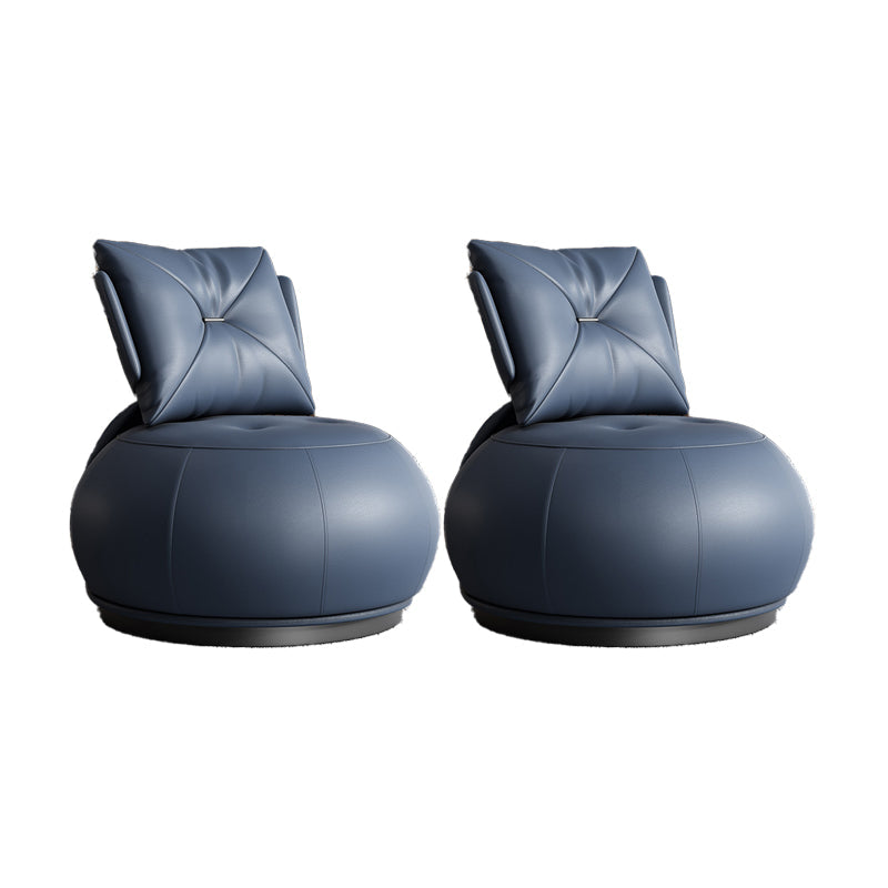 Contemporary Solid Color Lounge Chair Living Room Swivel Side Chair Blue PU（Polyurethane） 2 Piece Set Clearhalo 'Accent Chairs' 'accent_chairs' 'Chairs & Seating' 'furn' 'furn_accent_chairs' 'Furniture' 'Living Room Furniture' 6609592