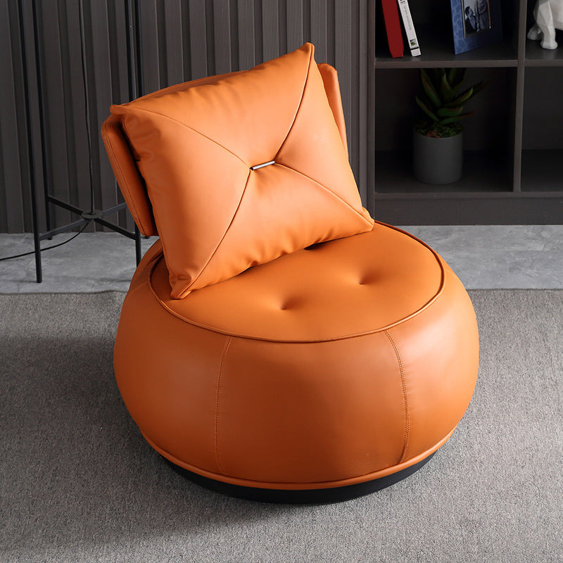 Contemporary Solid Color Lounge Chair Living Room Swivel Side Chair Orange PU（Polyurethane） 1 Piece Clearhalo 'Accent Chairs' 'accent_chairs' 'Chairs & Seating' 'furn' 'furn_accent_chairs' 'Furniture' 'Living Room Furniture' 6609595