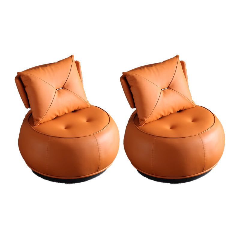 Contemporary Solid Color Lounge Chair Living Room Swivel Side Chair Orange PU（Polyurethane） 2 Piece Set Clearhalo 'Accent Chairs' 'accent_chairs' 'Chairs & Seating' 'furn' 'furn_accent_chairs' 'Furniture' 'Living Room Furniture' 6609596