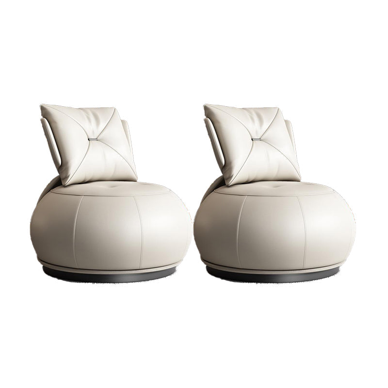 Contemporary Solid Color Lounge Chair Living Room Swivel Side Chair Off-White PU（Polyurethane） 2 Piece Set Clearhalo 'Accent Chairs' 'accent_chairs' 'Chairs & Seating' 'furn' 'furn_accent_chairs' 'Furniture' 'Living Room Furniture' 6609600