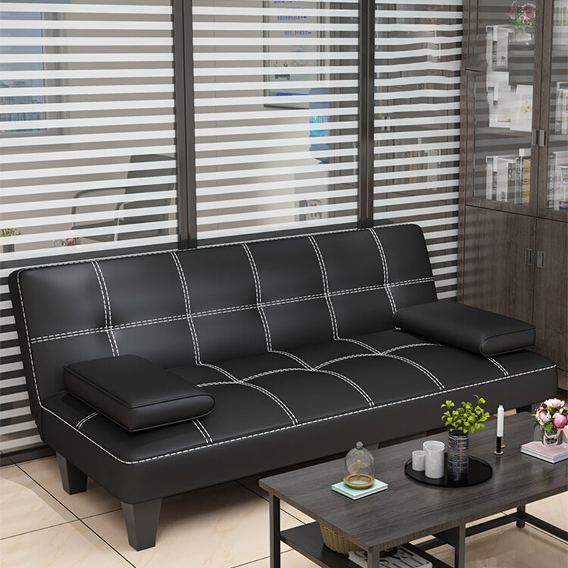 Faux Leather Pillow Top Arms /Armless Sleeper Sofa Bed Biscuit Back Convertible Sofas Clearhalo 'furn' 'furn_futons' 'Furniture' 'Futons & Daybeds' 'Futons' 'Living Room Furniture' 6609603