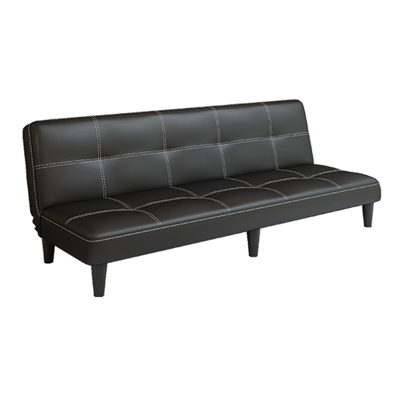 Faux Leather Pillow Top Arms /Armless Sleeper Sofa Bed Biscuit Back Convertible Sofas Black Pillow Not Included Clearhalo 'furn' 'furn_futons' 'Furniture' 'Futons & Daybeds' 'Futons' 'Living Room Furniture' 6609606