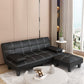 Faux Leather Pillow Top Arms /Armless Sleeper Sofa Bed Biscuit Back Convertible Sofas 71"L x 55"W x 28"H Black Pillow Included Clearhalo 'furn' 'furn_futons' 'Furniture' 'Futons & Daybeds' 'Futons' 'Living Room Furniture' 6609607