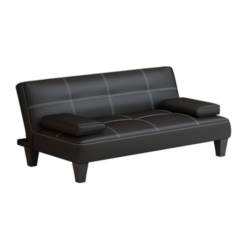 Faux Leather Pillow Top Arms /Armless Sleeper Sofa Bed Biscuit Back Convertible Sofas 59"L x 29.5"W x 28"H Black Pillow Included Clearhalo 'furn' 'furn_futons' 'Furniture' 'Futons & Daybeds' 'Futons' 'Living Room Furniture' 6609608