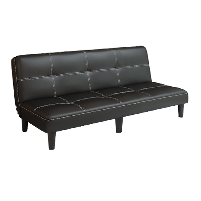 Faux Leather Pillow Top Arms /Armless Sleeper Sofa Bed Biscuit Back Convertible Sofas 59"L x 29.5"W x 28"H Black Pillow Not Included Clearhalo 'furn' 'furn_futons' 'Furniture' 'Futons & Daybeds' 'Futons' 'Living Room Furniture' 6609610