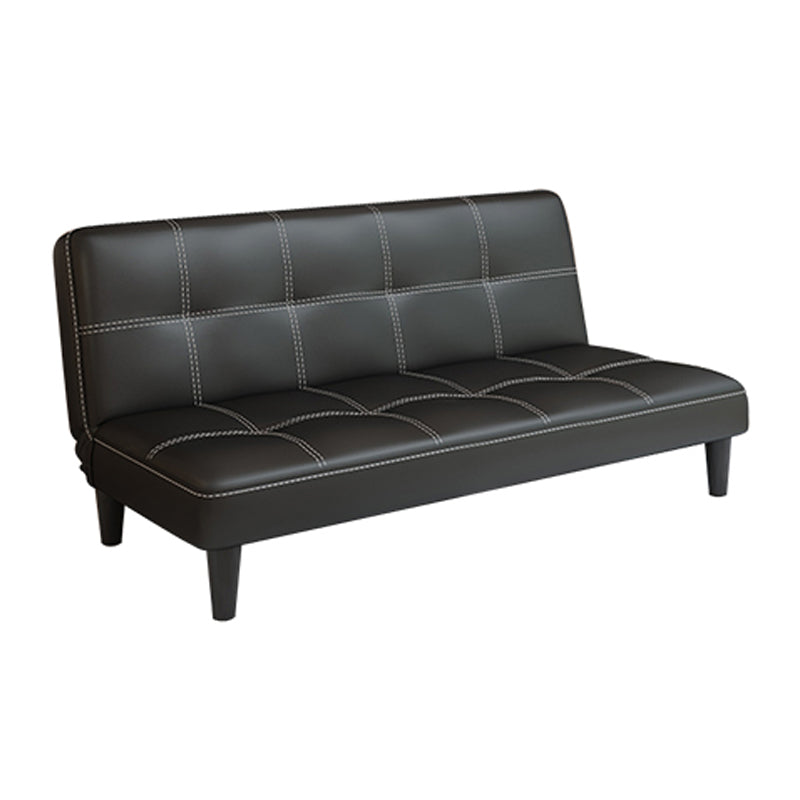 Faux Leather Pillow Top Arms /Armless Sleeper Sofa Bed Biscuit Back Convertible Sofas 47"L x 29.5"W x 28"H Black Pillow Not Included Clearhalo 'furn' 'furn_futons' 'Furniture' 'Futons & Daybeds' 'Futons' 'Living Room Furniture' 6609613