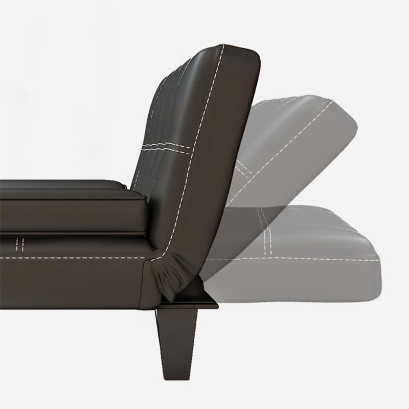 Faux Leather Pillow Top Arms /Armless Sleeper Sofa Bed Biscuit Back Convertible Sofas Clearhalo 'furn' 'furn_futons' 'Furniture' 'Futons & Daybeds' 'Futons' 'Living Room Furniture' 6609618