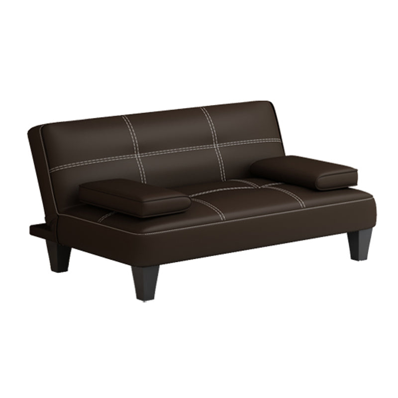 Faux Leather Pillow Top Arms /Armless Sleeper Sofa Bed Biscuit Back Convertible Sofas 47"L x 29.5"W x 28"H Brown Pillow Included Clearhalo 'furn' 'furn_futons' 'Furniture' 'Futons & Daybeds' 'Futons' 'Living Room Furniture' 6609619