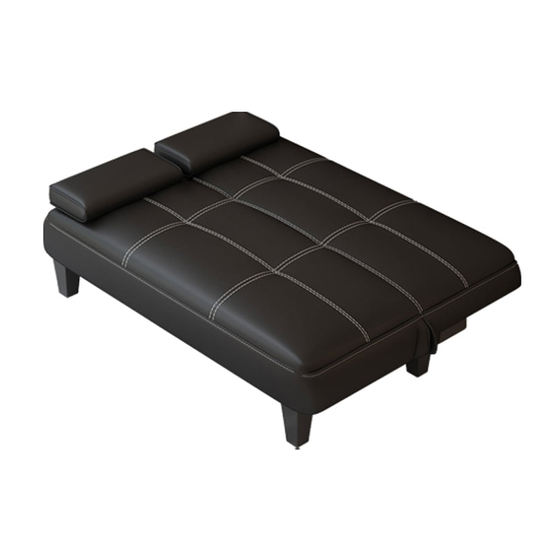 Faux Leather Pillow Top Arms /Armless Sleeper Sofa Bed Biscuit Back Convertible Sofas Clearhalo 'furn' 'furn_futons' 'Furniture' 'Futons & Daybeds' 'Futons' 'Living Room Furniture' 6609623