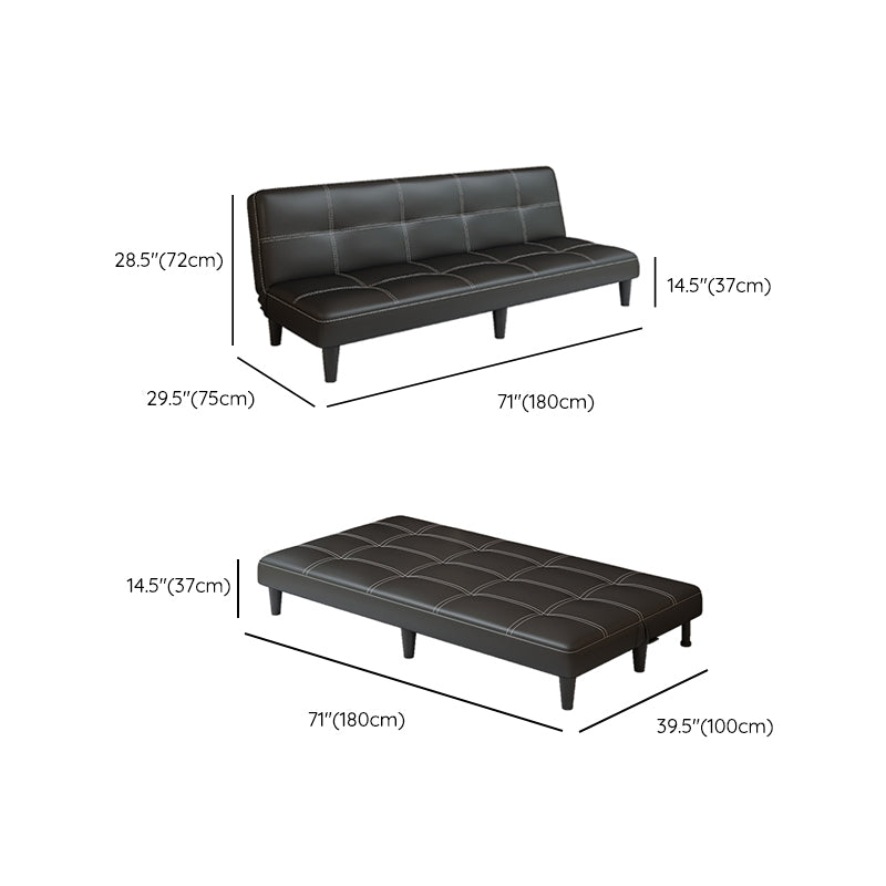 Faux Leather Pillow Top Arms /Armless Sleeper Sofa Bed Biscuit Back Convertible Sofas Clearhalo 'furn' 'furn_futons' 'Furniture' 'Futons & Daybeds' 'Futons' 'Living Room Furniture' 6609632