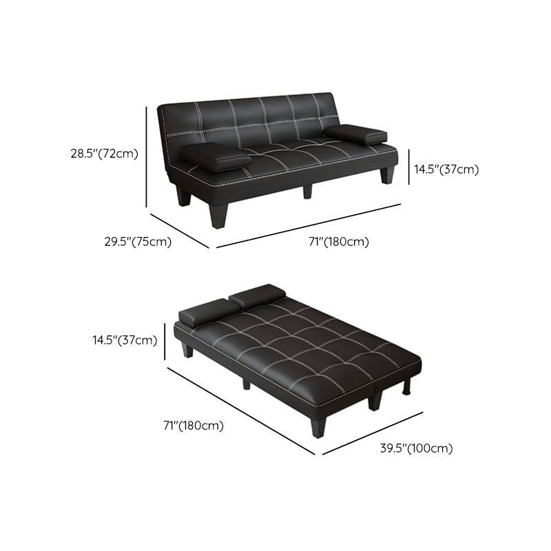 Faux Leather Pillow Top Arms /Armless Sleeper Sofa Bed Biscuit Back Convertible Sofas Clearhalo 'furn' 'furn_futons' 'Furniture' 'Futons & Daybeds' 'Futons' 'Living Room Furniture' 6609633