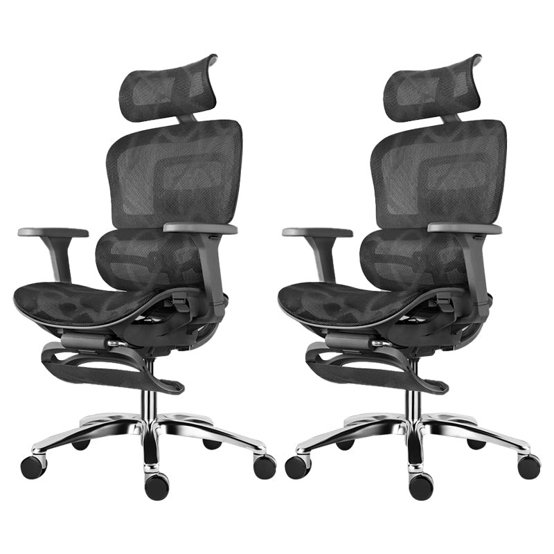 Modern Desk Chair Adjustable Seat Height Office Chair with Wheels Black 2 Piece Set With Footrest Clearhalo 'furn' 'furn_office_chair' 'Furniture' 'Office Chairs' 'Office Furniture' 'office_chair' 6609670