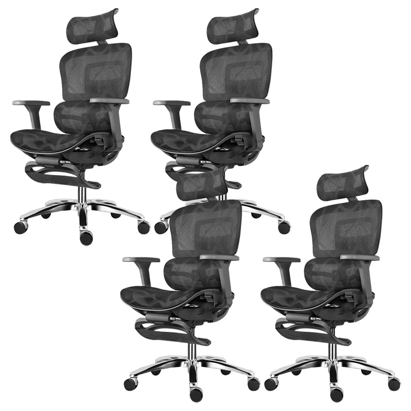 Modern Desk Chair Adjustable Seat Height Office Chair with Wheels Black 4 Piece Set With Footrest Clearhalo 'furn' 'furn_office_chair' 'Furniture' 'Office Chairs' 'Office Furniture' 'office_chair' 6609671