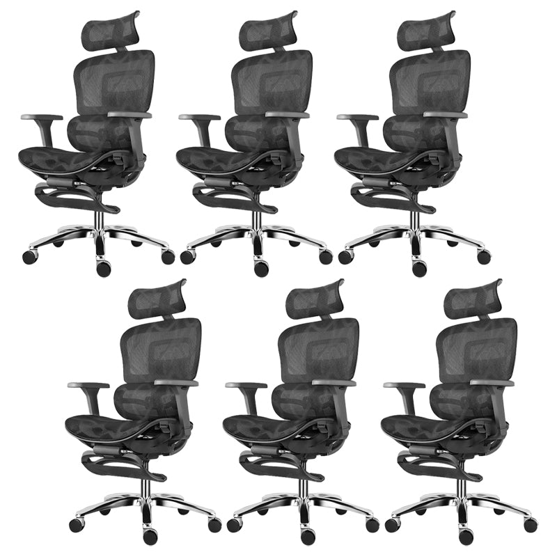 Modern Desk Chair Adjustable Seat Height Office Chair with Wheels Black 6 Piece Set With Footrest Clearhalo 'furn' 'furn_office_chair' 'Furniture' 'Office Chairs' 'Office Furniture' 'office_chair' 6609674