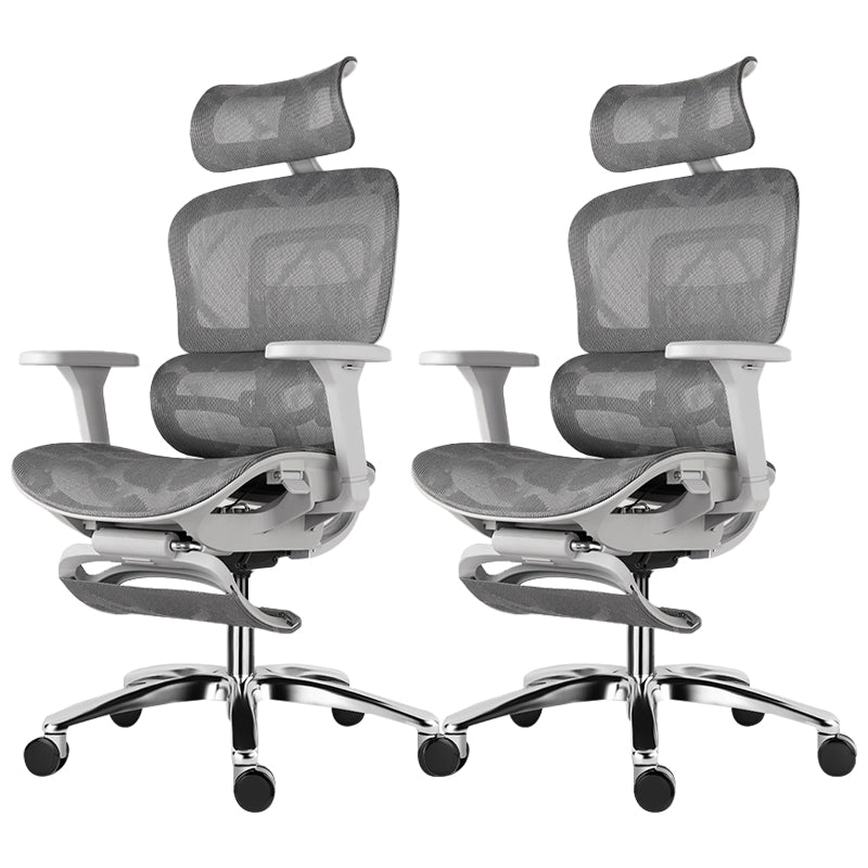 Modern Desk Chair Adjustable Seat Height Office Chair with Wheels Grey 2 Piece Set With Footrest Clearhalo 'furn' 'furn_office_chair' 'Furniture' 'Office Chairs' 'Office Furniture' 'office_chair' 6609680