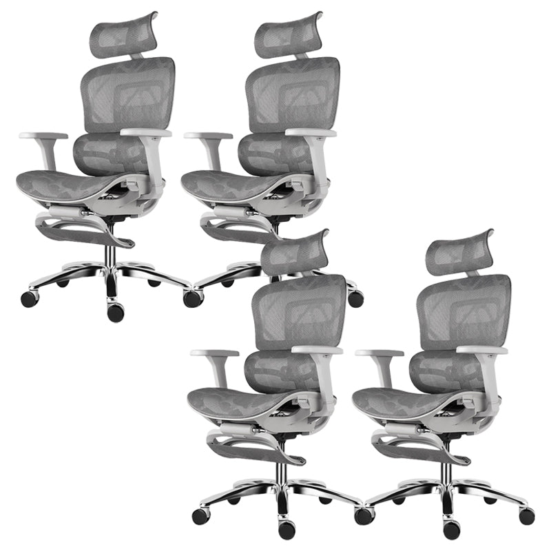 Modern Desk Chair Adjustable Seat Height Office Chair with Wheels Grey 4 Piece Set With Footrest Clearhalo 'furn' 'furn_office_chair' 'Furniture' 'Office Chairs' 'Office Furniture' 'office_chair' 6609681