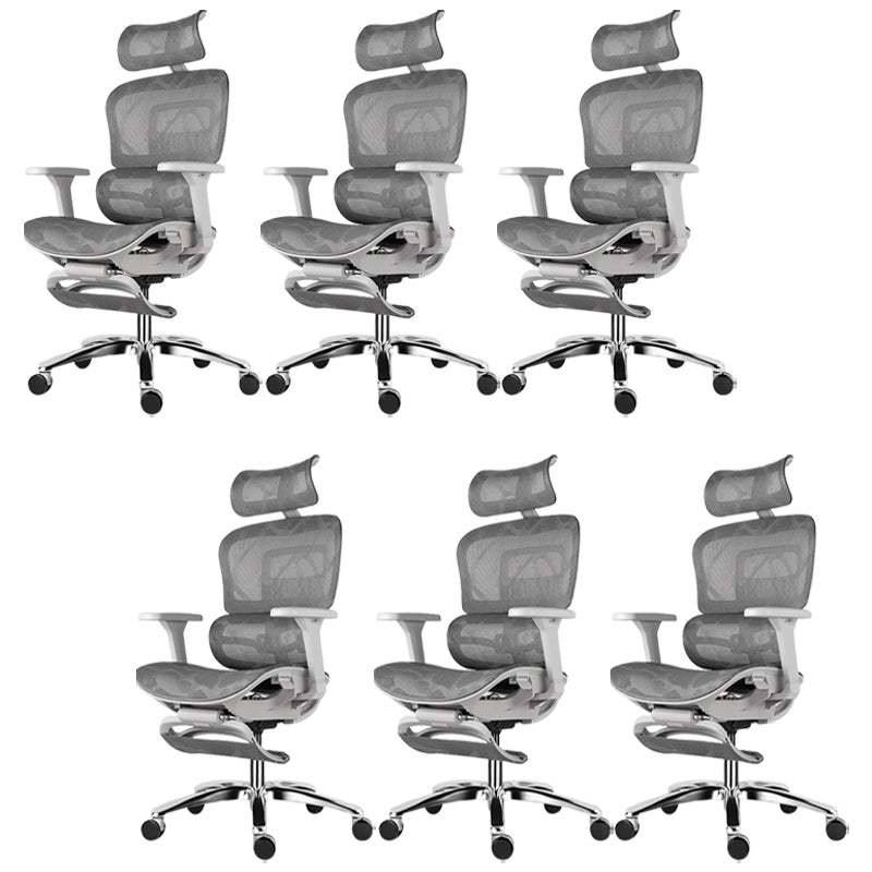 Modern Desk Chair Adjustable Seat Height Office Chair with Wheels Grey 6 Piece Set With Footrest Clearhalo 'furn' 'furn_office_chair' 'Furniture' 'Office Chairs' 'Office Furniture' 'office_chair' 6609682