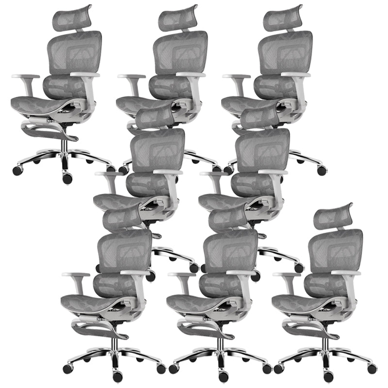 Modern Desk Chair Adjustable Seat Height Office Chair with Wheels Grey 8 Piece Set With Footrest Clearhalo 'furn' 'furn_office_chair' 'Furniture' 'Office Chairs' 'Office Furniture' 'office_chair' 6609683