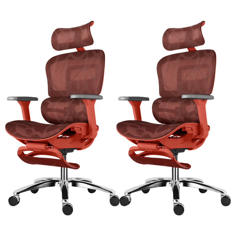 Modern Desk Chair Adjustable Seat Height Office Chair with Wheels Red 2 Piece Set With Footrest Clearhalo 'furn' 'furn_office_chair' 'Furniture' 'Office Chairs' 'Office Furniture' 'office_chair' 6609685