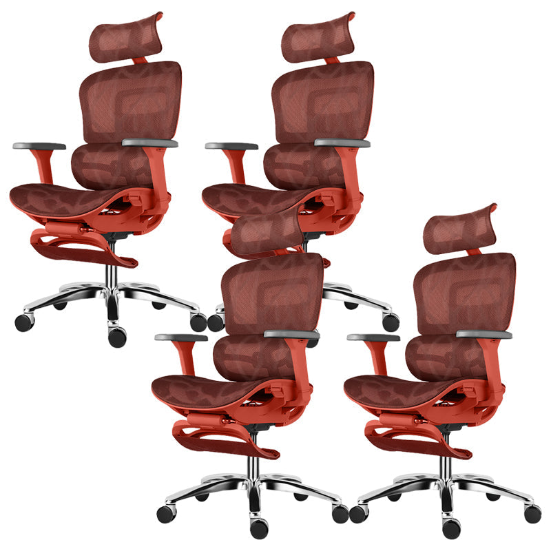 Modern Desk Chair Adjustable Seat Height Office Chair with Wheels Red 4 Piece Set With Footrest Clearhalo 'furn' 'furn_office_chair' 'Furniture' 'Office Chairs' 'Office Furniture' 'office_chair' 6609686
